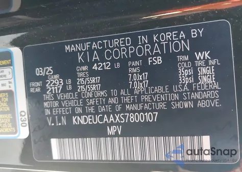 2025 Kia Seltos S z USA, uszkodzony, nr VIN KNDEUCAAXS7800107